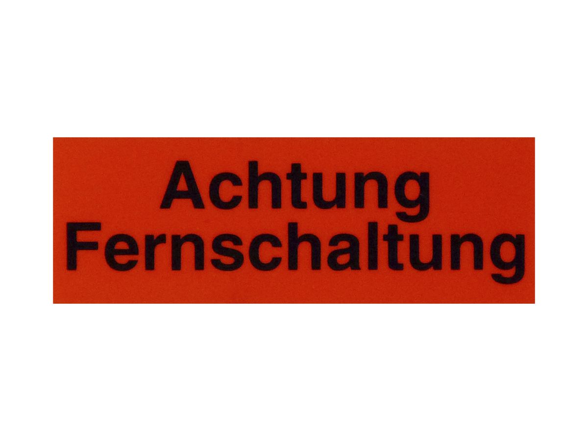 Warnschild Kunststoff 70×25mm (Achtung Fernschaltung )rt-schwarz