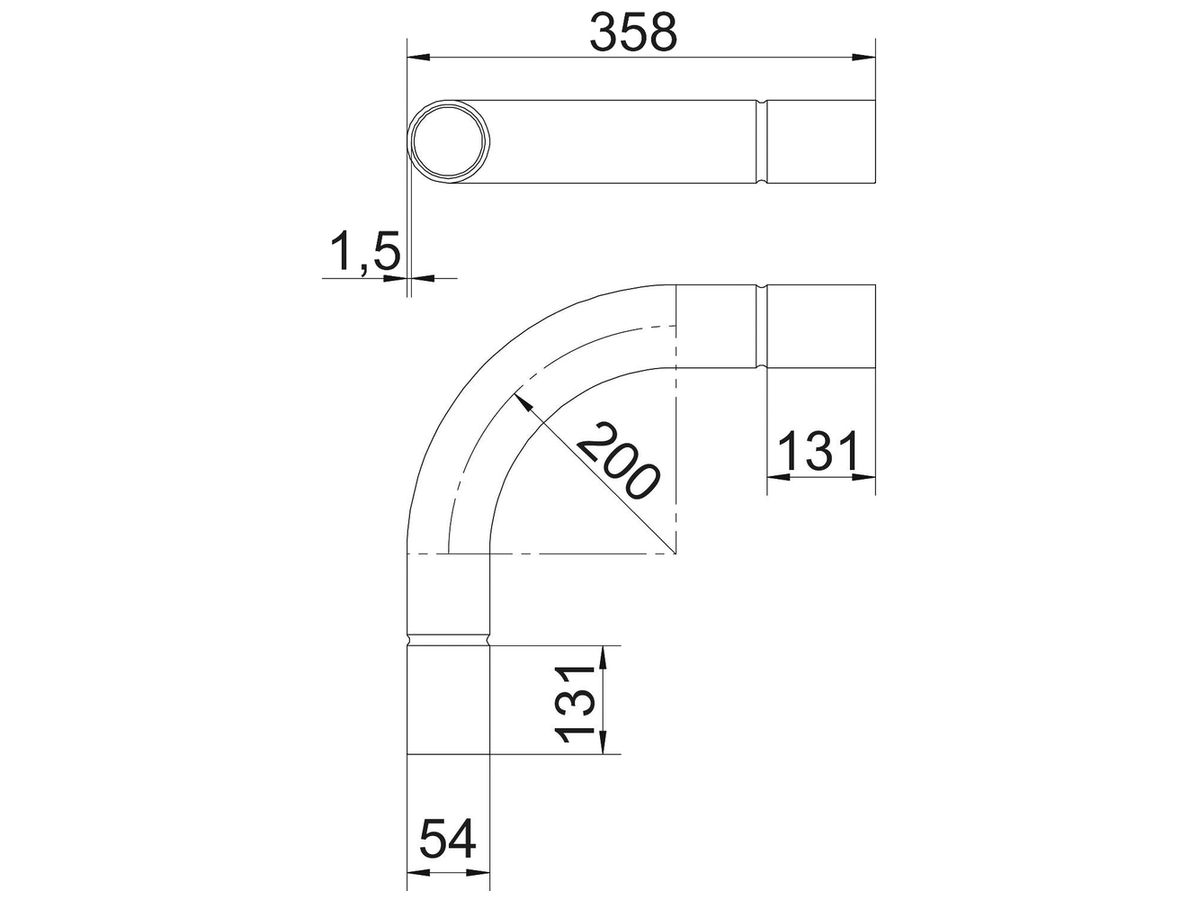 Bogen Bettermann Stapa 90° Ø50mm Stahl galvanisch/elektrolytisch verzinkt Zink