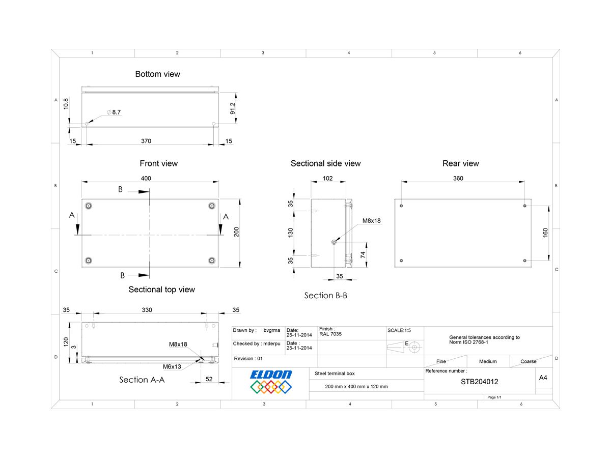 Klemmenkasten nVent HOFFMAN STB 400×200×120mm IP66 grau