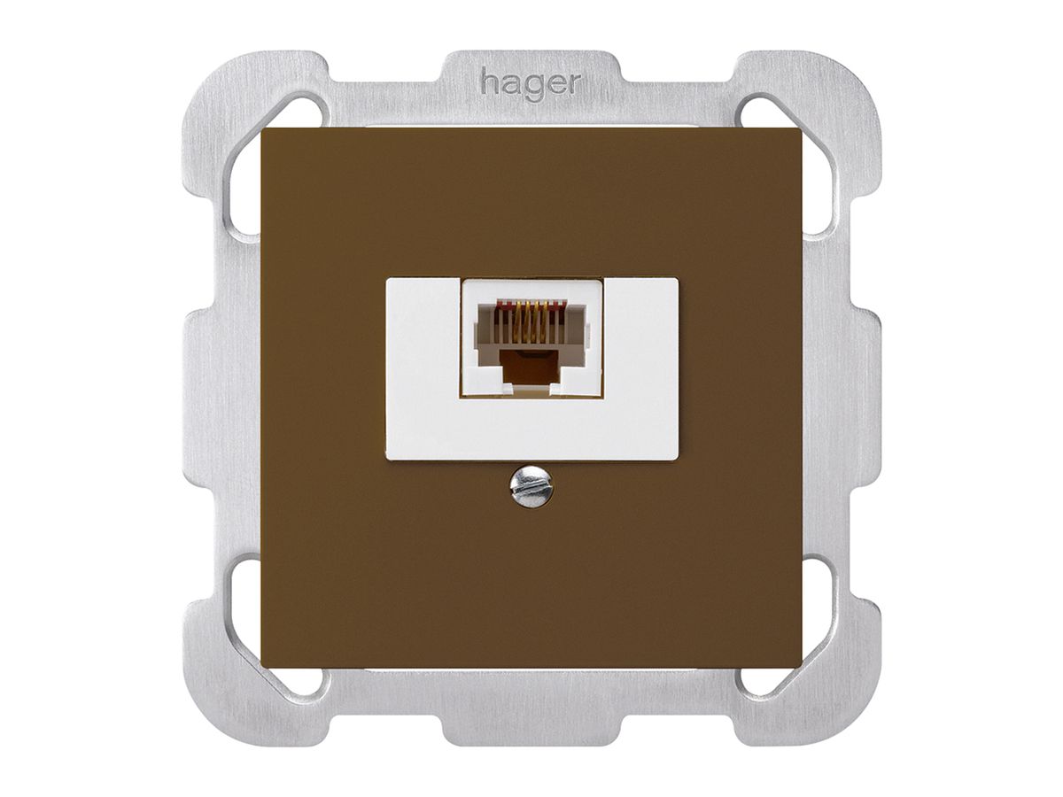 UP-Dose kallysto 1×RJ45u braun mit Befestigungsplatte