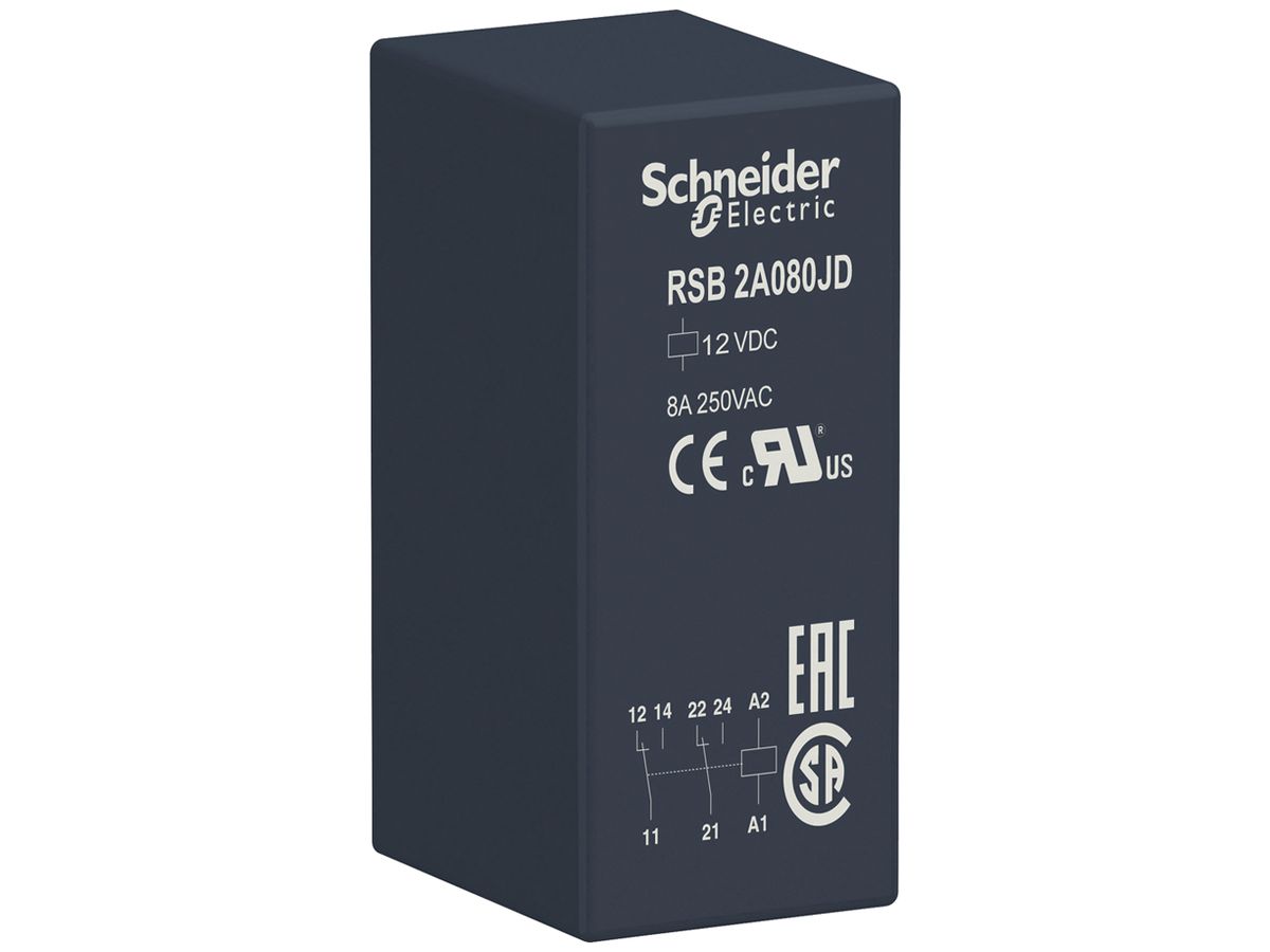 Interfacerelais Zelio RSB 2CO 8A 12VDC RT I