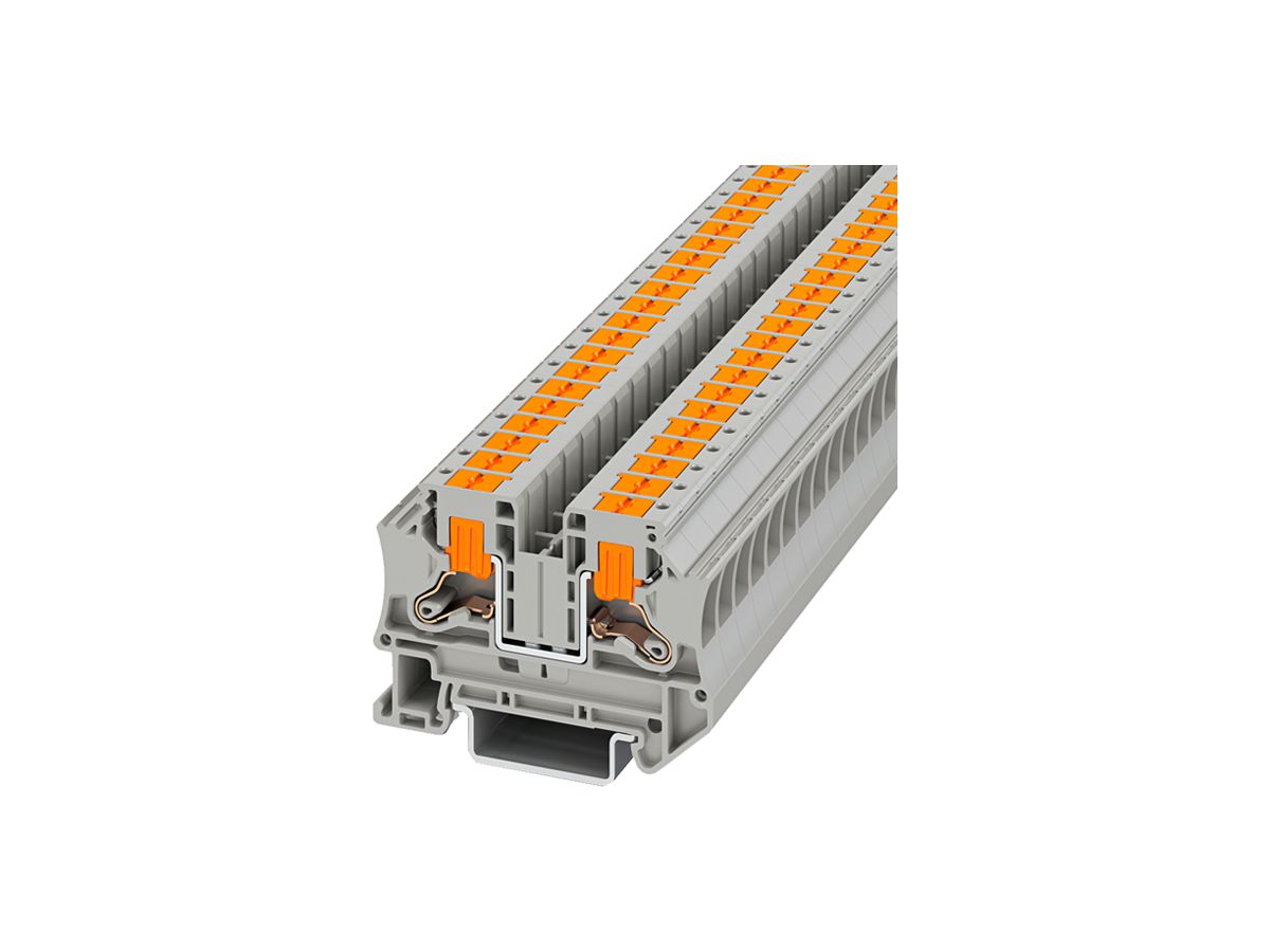 Durchgangs-Reihenklemme PX PTV 6 6mm² 41A 1000V Push-In 2×1 TH35 grau