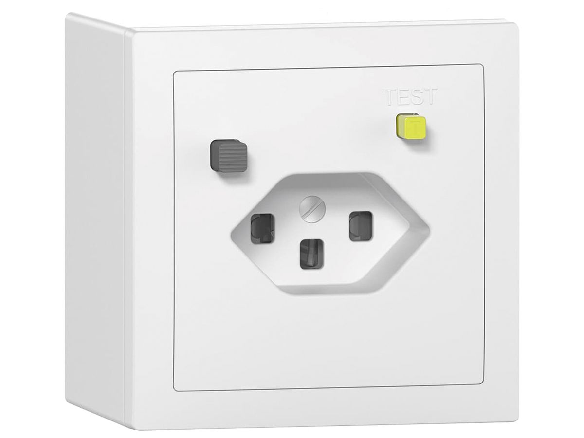 AP-FI-Steckdose SIDUS T23 30mA, shutter, weiss