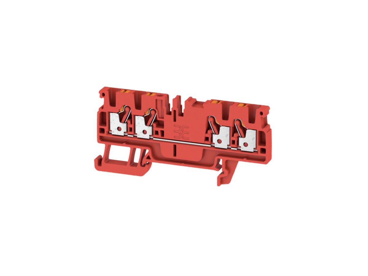 Durchgangs-Reihenklemme Weidmüller A4C PUSH IN 2.5mm² 4 Anschlüsse TS35 rot