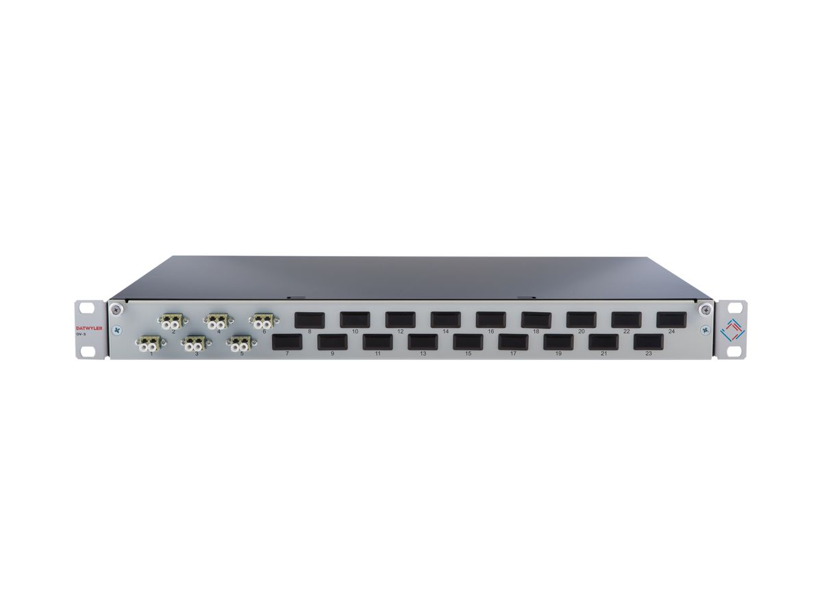 Spleissbox 19" Dätwyler 1HE 6×LCD/PC 12×FP 2m, bg