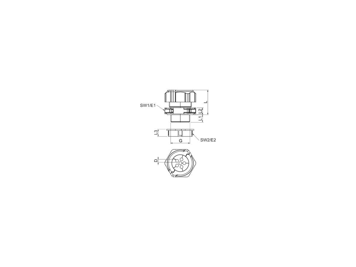 Kabelverschraubung Bettermann V-TEC TB32 teilbar M32 4×Ø8mm IP67 grau