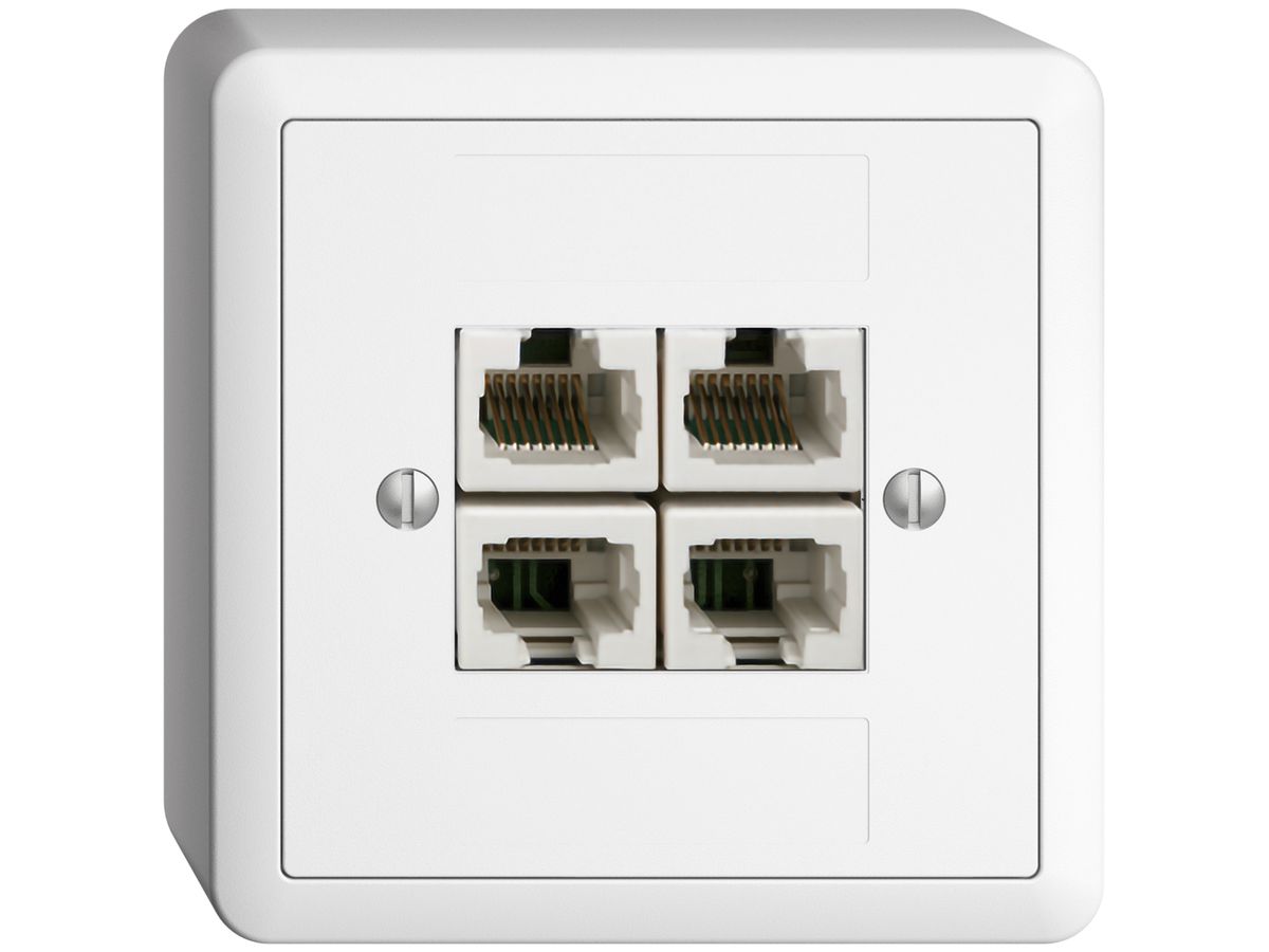 AP-Dose 4×RJ45/u 4P getr. EDIZIOdue weiss ITplus
