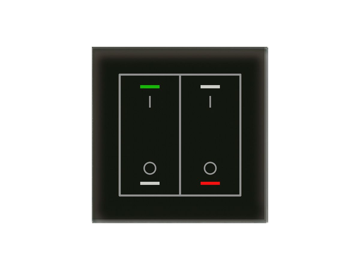 UP-Taster KNX RGBW MDT BE-GTL2TS.B1S 2T/4B Temp.Glas schwarz "I/O"