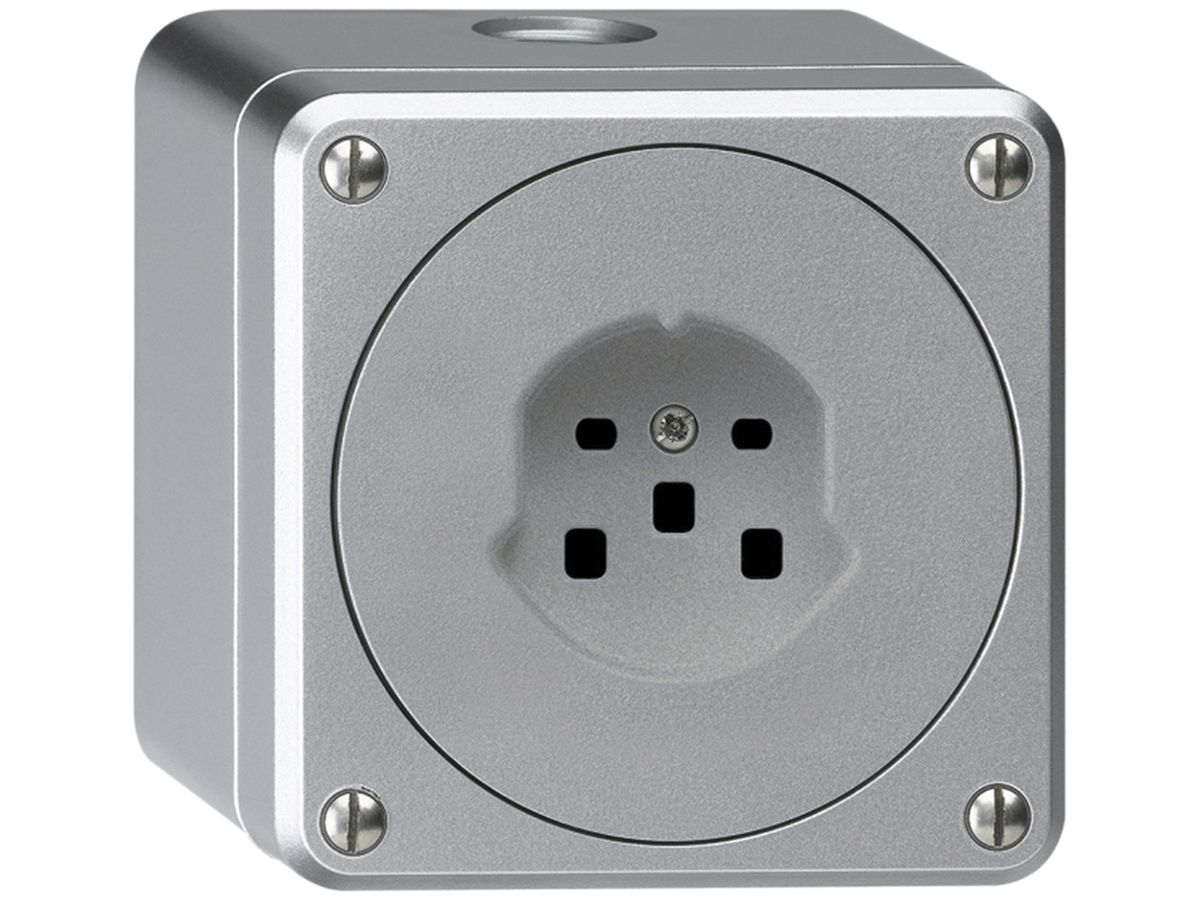 AP-Steckdose HA robusto Typ 25 mit Steckklemmen aluminium