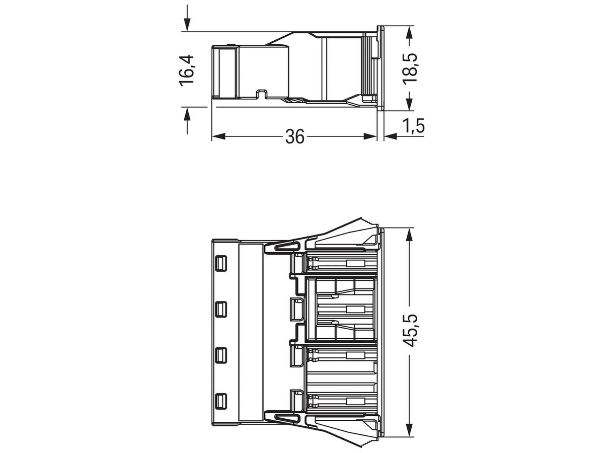 Buchsenteil WAGO 4L 2×0.5…4mm² schwarz