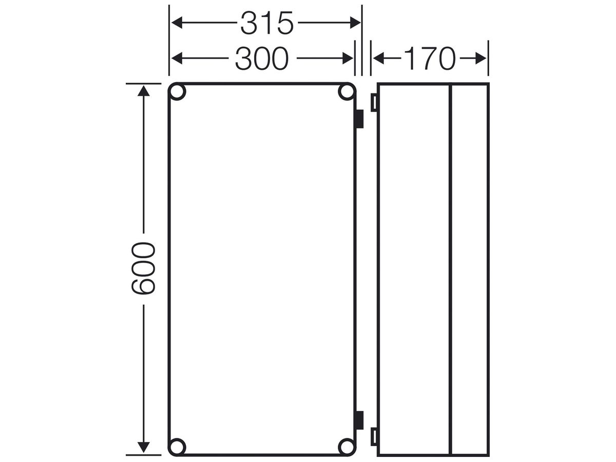 Apparategehäuse grau MI 9400 leer mit Deckel transparent, 600×300×170