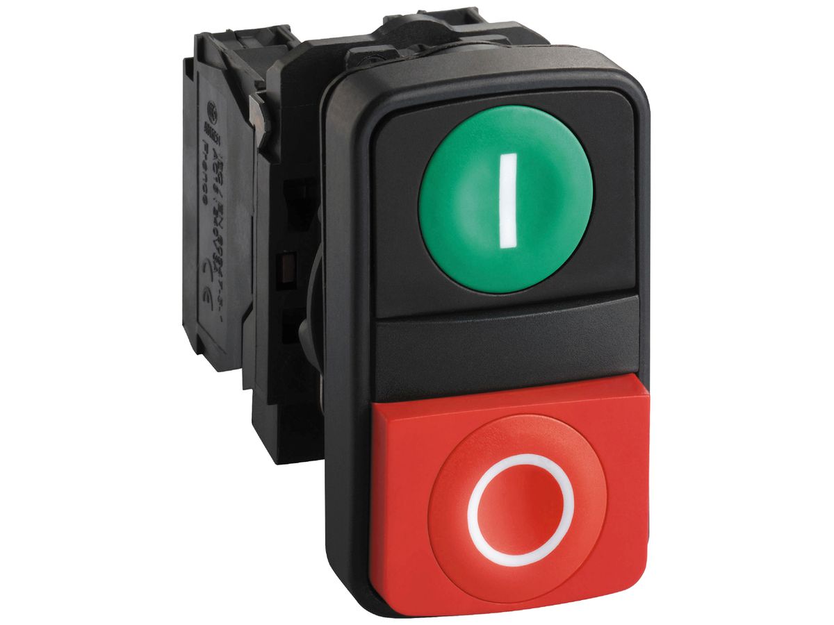 Drucktaster Harmony XB5 flach rt/gn Ø22.5mm 1NO 1NC IP67/IP69K