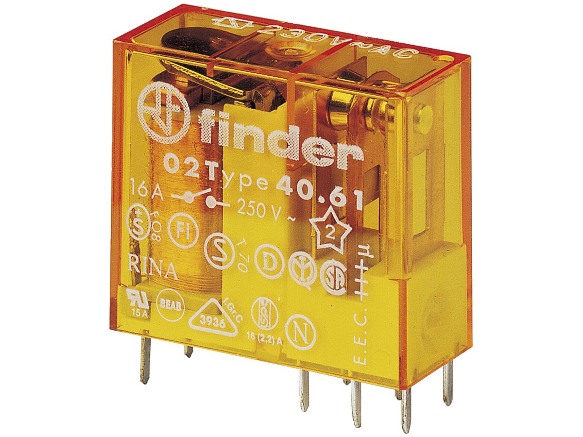 Schaltrelais Finder 40, 1S 16A/230VAC AgSnO2 28000Ω 5mm RT II