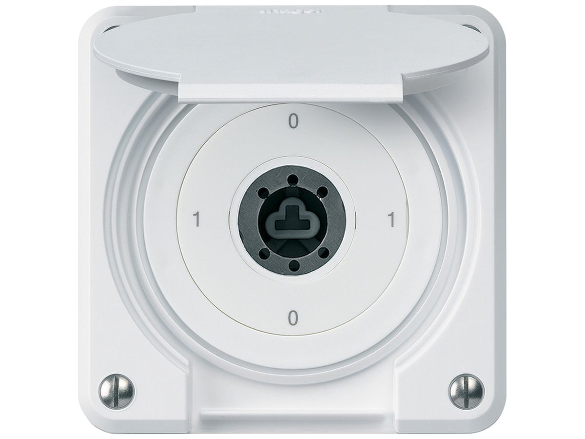 UP-Schlüsselschalter robusto IP55 Klappdeckel ohne Zylinder S0/2P weiss Kombi