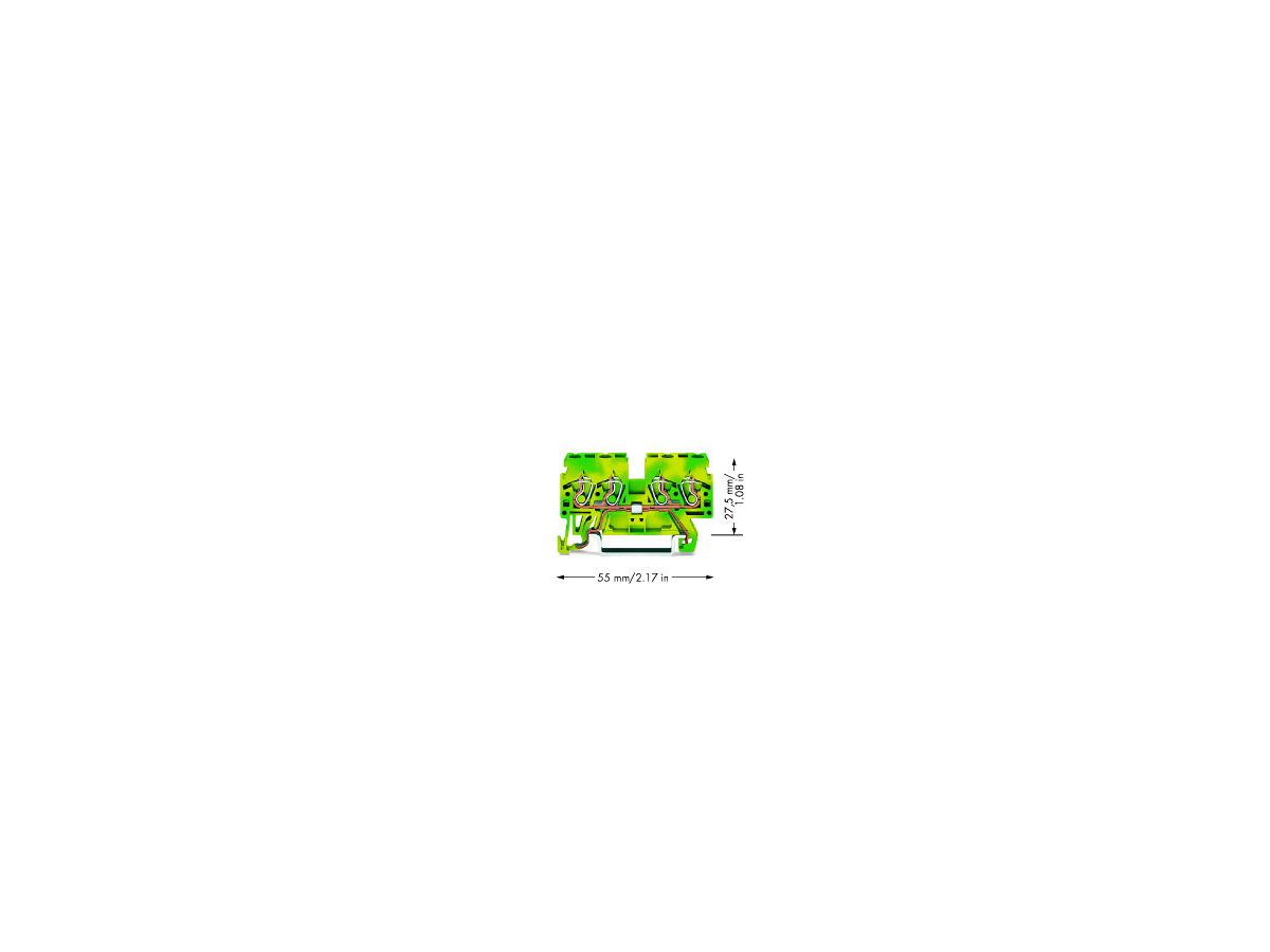 Klemme WAGO 4L 0.8…4mm² grün/gelb
