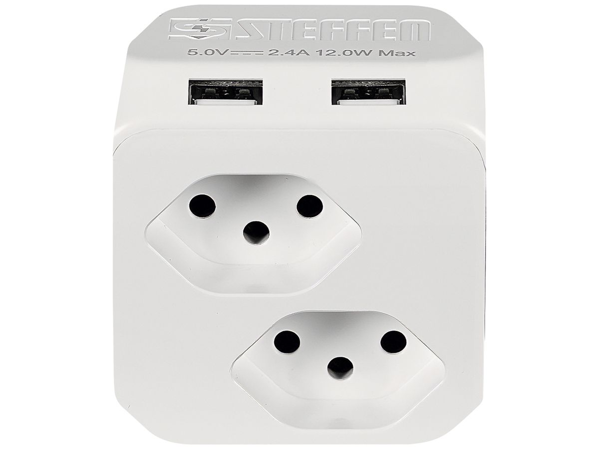 Steckdosenleiste Steffen CUBE 8×T13 2×USB-C 1.5m weiss