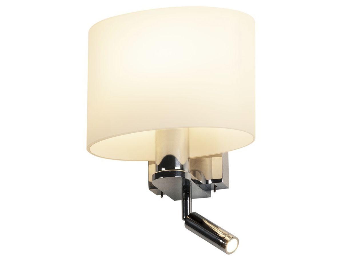 Wandleuchte SLV KENKUA SPOT E27 40W, mit LED-Leselicht 2W 3000K, satin/chrom