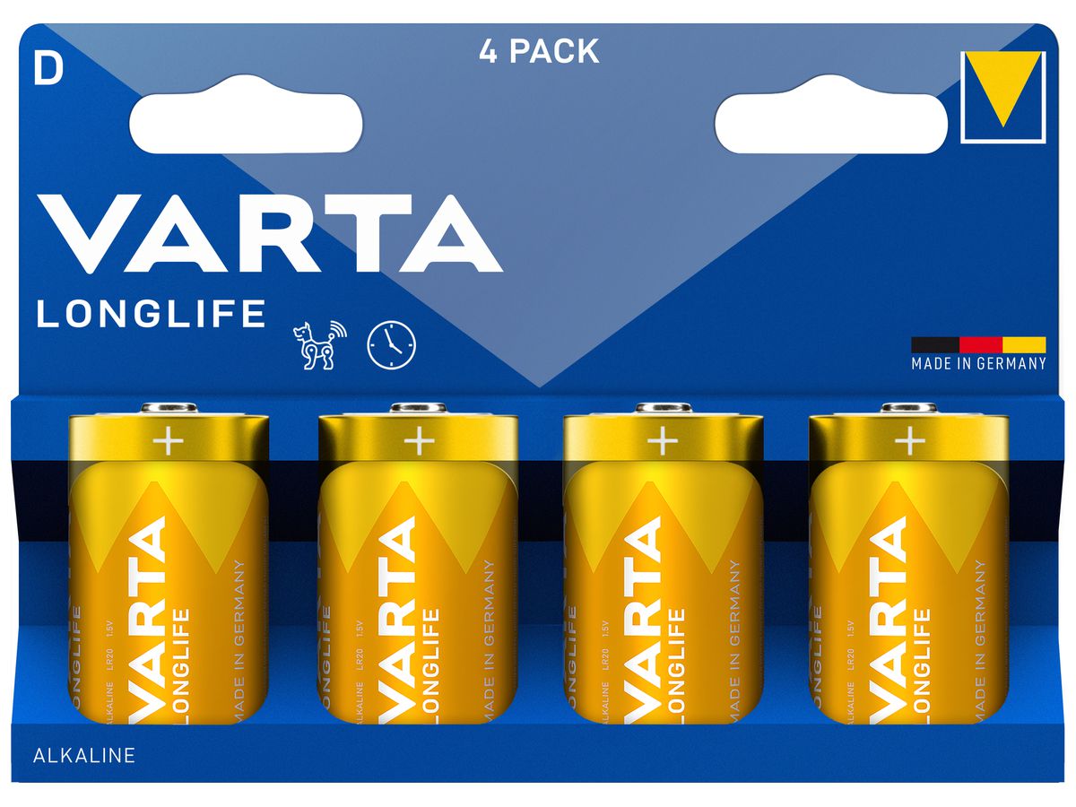 Batterie VARTA Consumer LR20/D/MONO Alkali-Mangan 1.5V 15800mAh Blister à 4 Stk