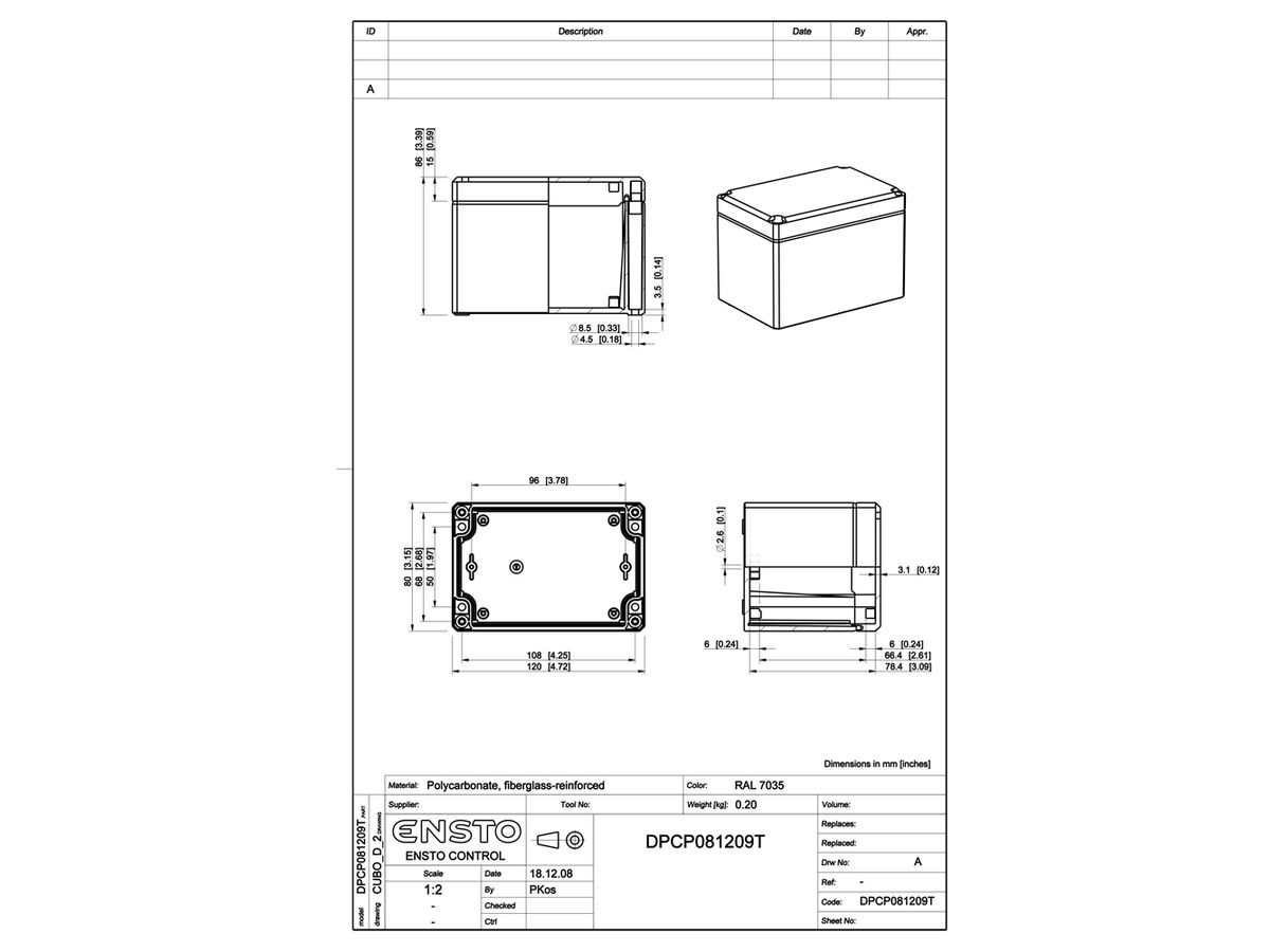 Apparategehäuse RW CUBO D 80×120×86 DPCP transparent, T DSHI 1H