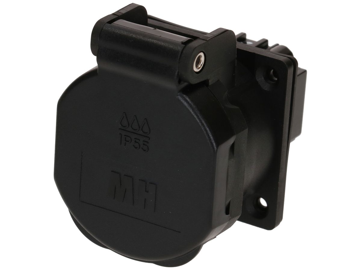EB-Steckdose MH BUILD 1×Typ 23 16A 230V 50×61.5×66.7mm IP55 schwarz