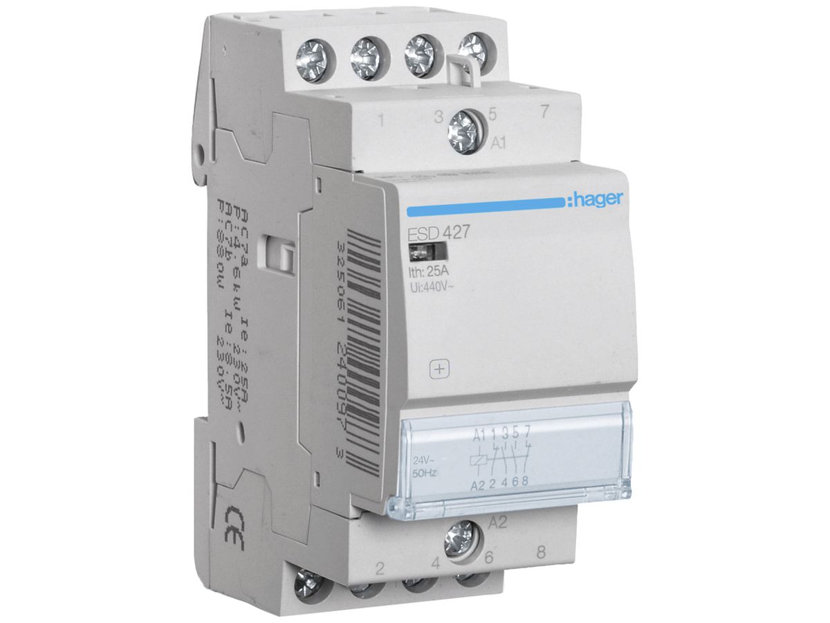 REG-Schütz Hager 24VAC 2 Schliesser 2 Öffner 25A 2TE