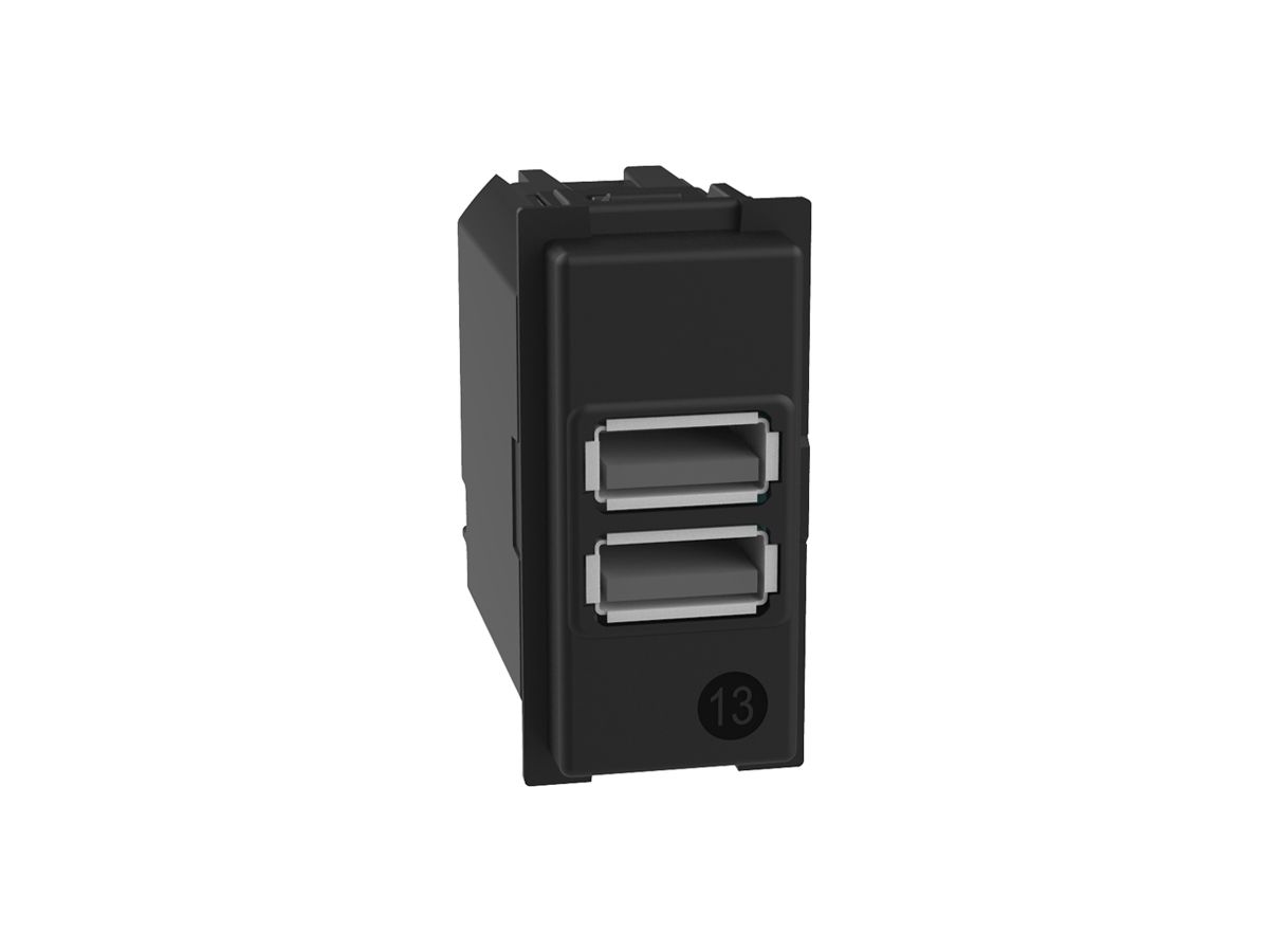 EB-USB-Ladesteckdose Legrand Living Now 1 Modul 2×USB-A 3000mA 5V schwarz
