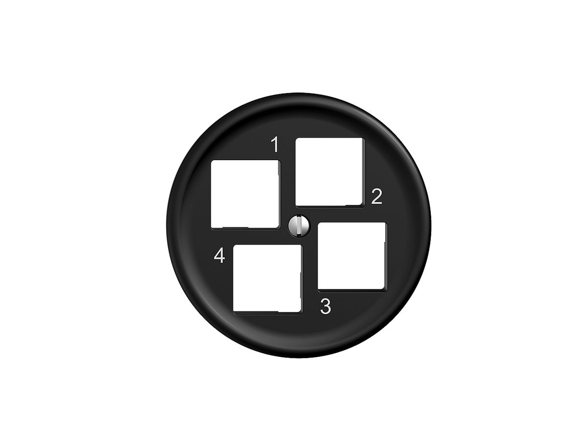 Montageset Sdue Q EASYNET S-One, für 4×RJ45, Ø60 mm, geradeauslass, schwarz