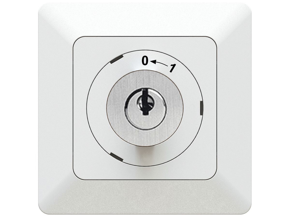 UP-Schlüsselschwenktaster MH priamos, mit Zylinder, Schliesser/1L, 0<=1, weiss