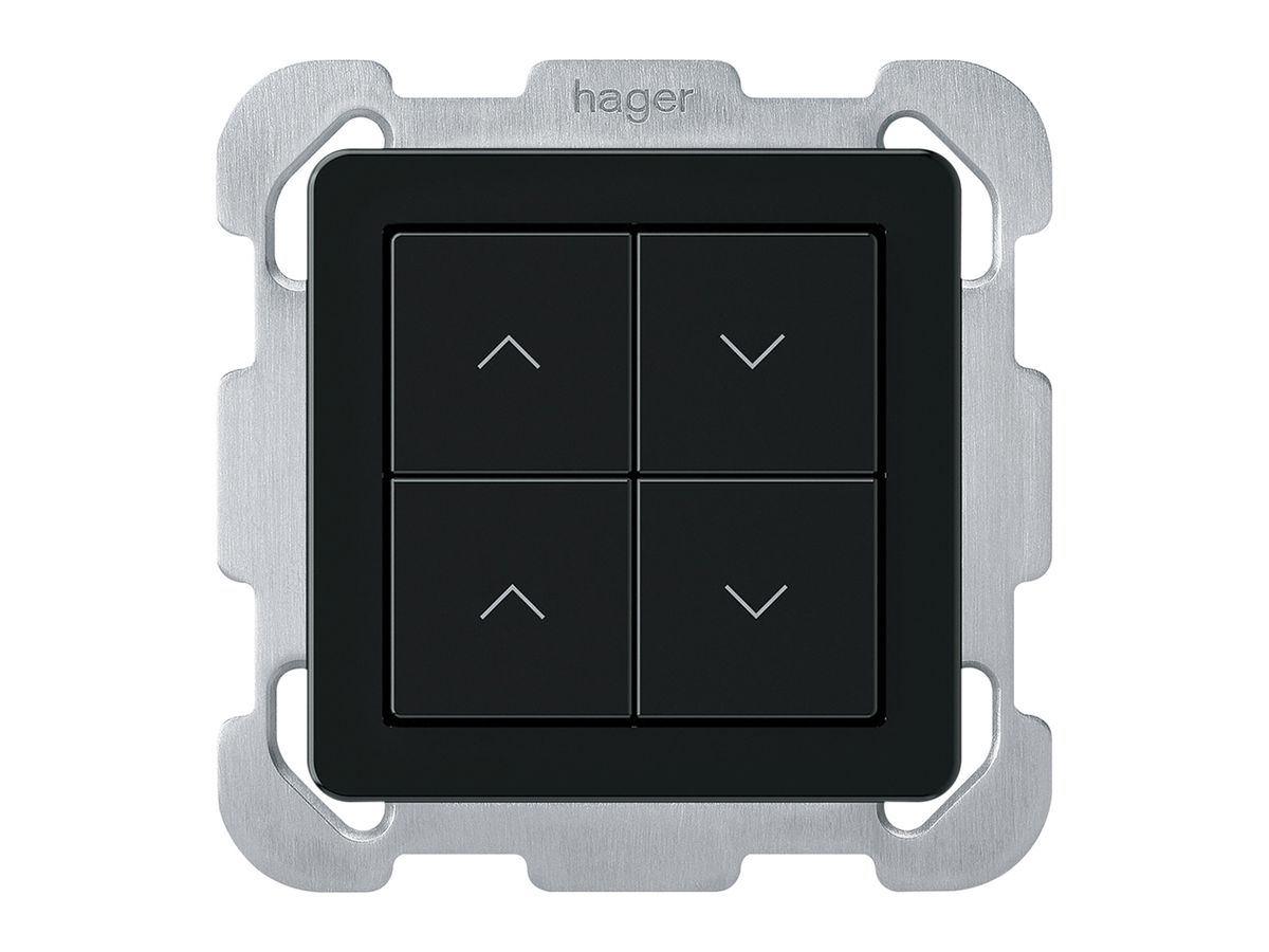 UP-KNX-Storentaster Hager BA basico B 4-fach 77×77mm schwarz