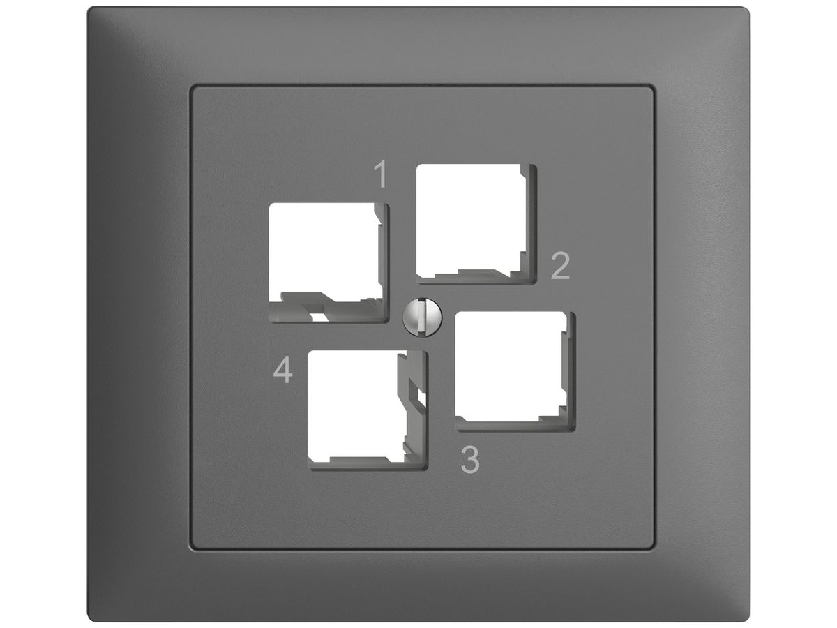 EB-Montageset EDIZIOdue FKE EASYNET S-One, für 4×RJ45, geradeauslass, dunkelgrau