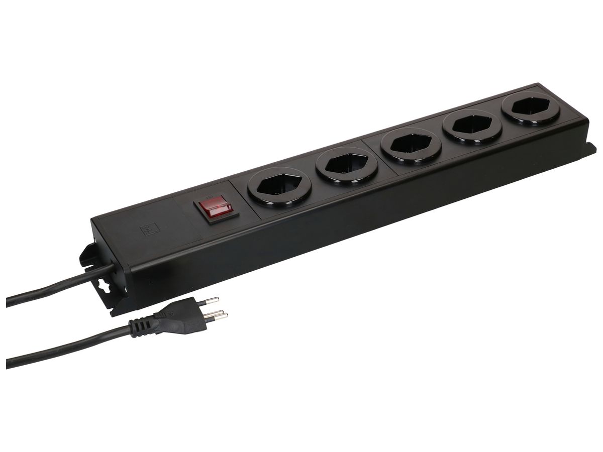 Steckdosenleiste MH POWER LINE 10A Schalter 5×T13 1.5m schwarz-schwarz