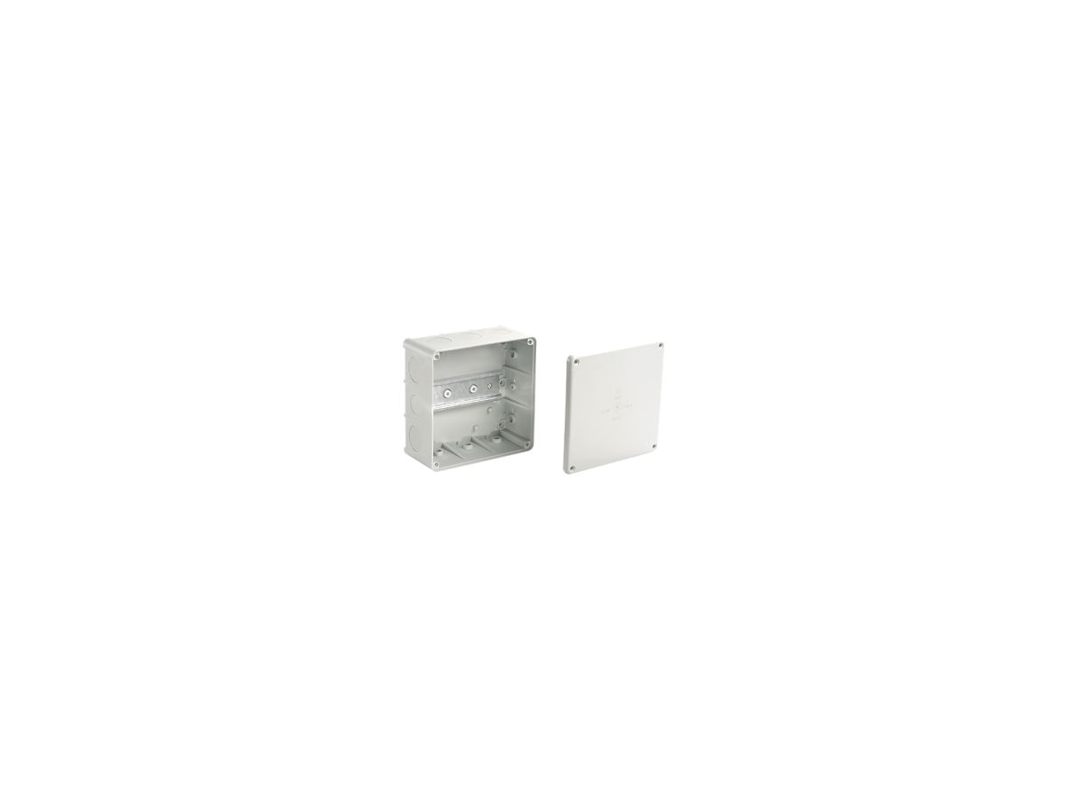 Abzweigdose 142×142×71mm, für Kabeleinführungen, DIN-Schiene EN 50022, IP54
