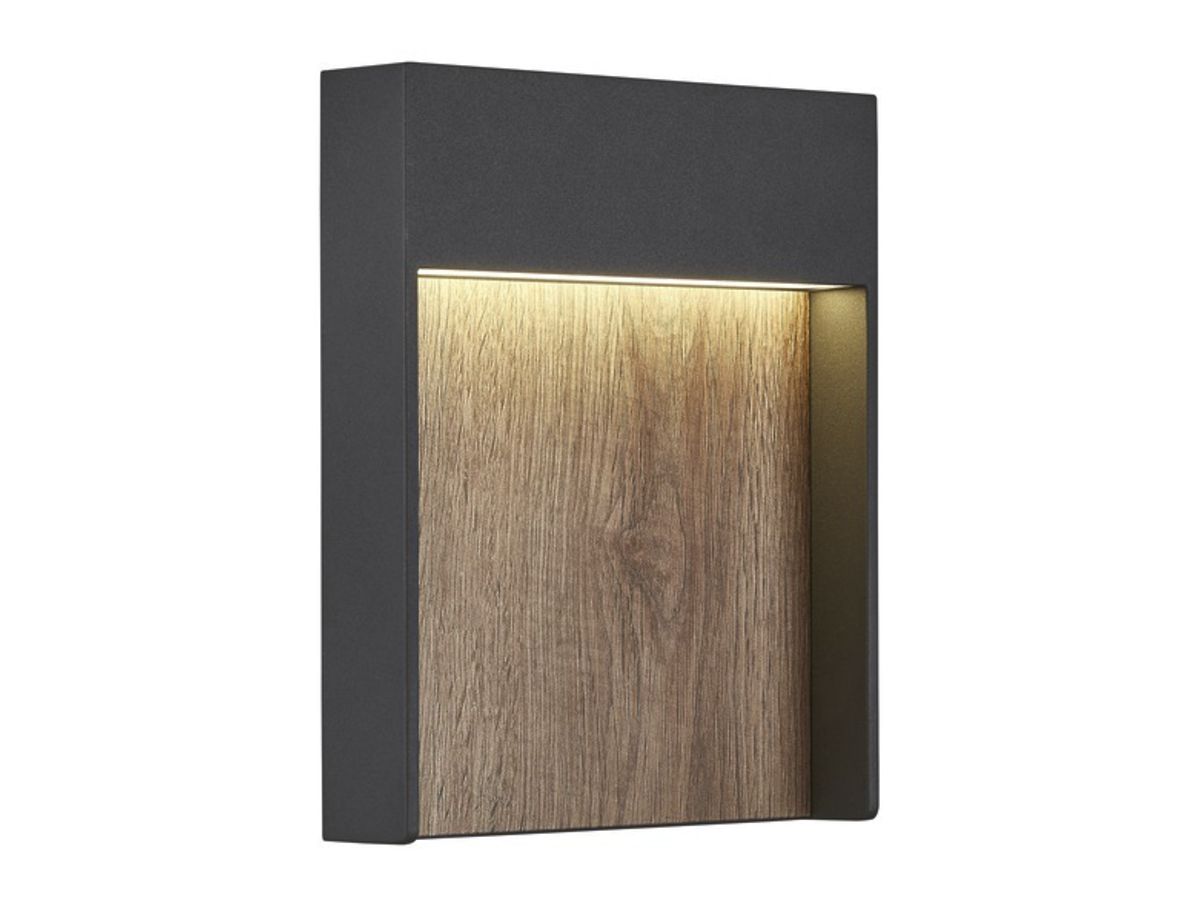 LED-Wandleuchte SLV FLATT 14W 3000K 500lm IP65 anthrazit/Holz