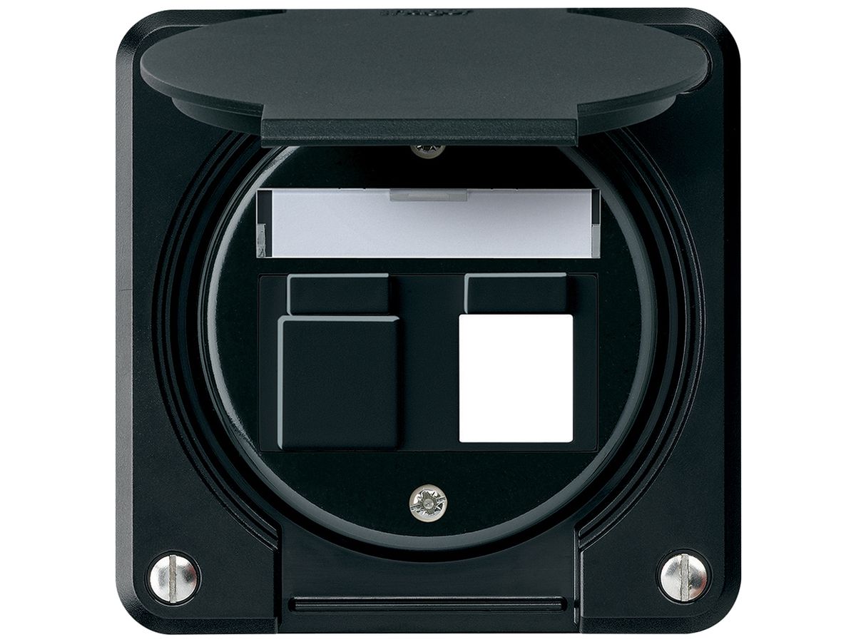 UP-Montageset robusto IP55 flach schwarz für 2×Keystone