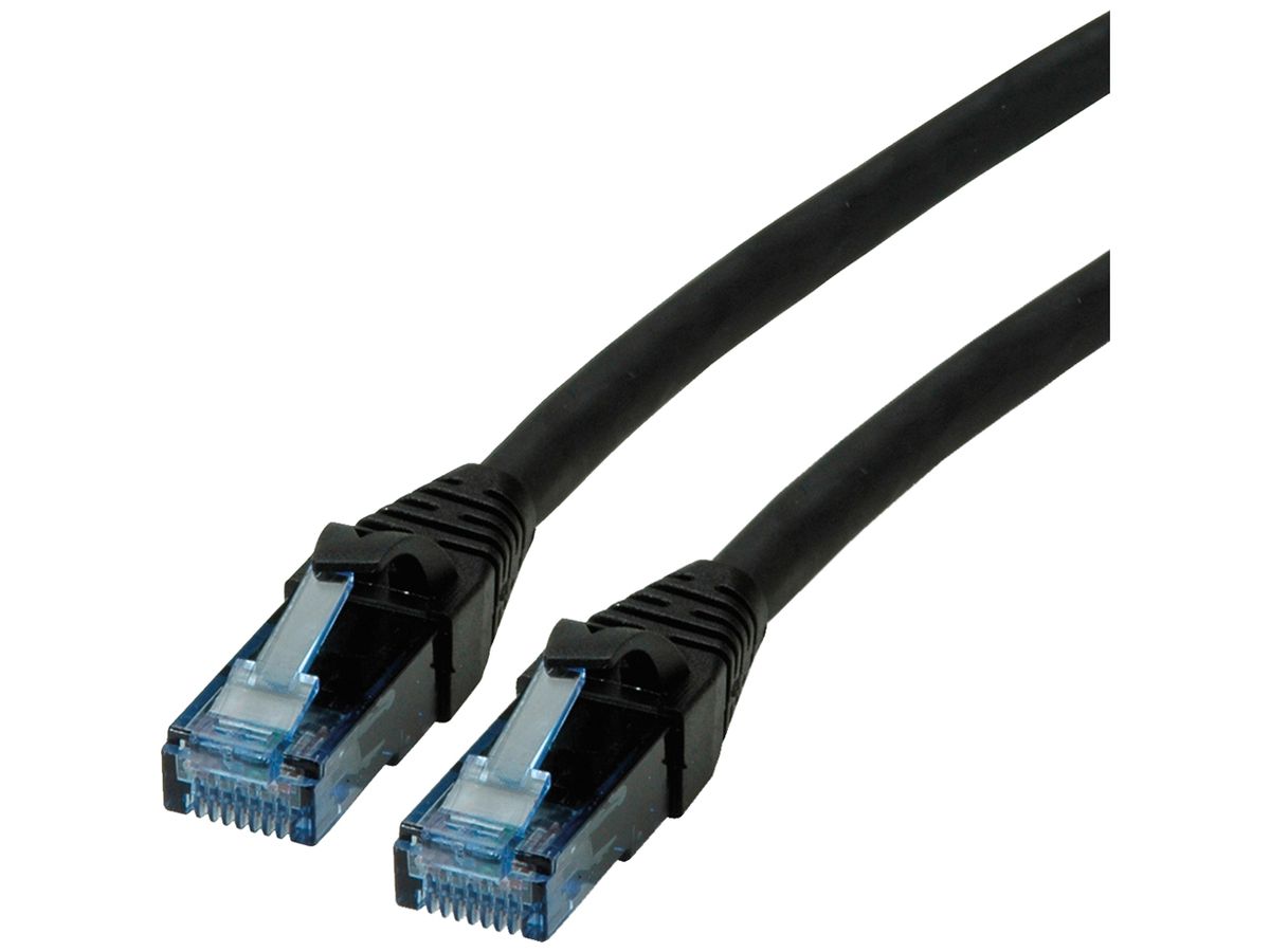 Patchkabel RJ45 ROLINE Kat.6A U/UTP AWG26 LSZH schwarz 7.5m