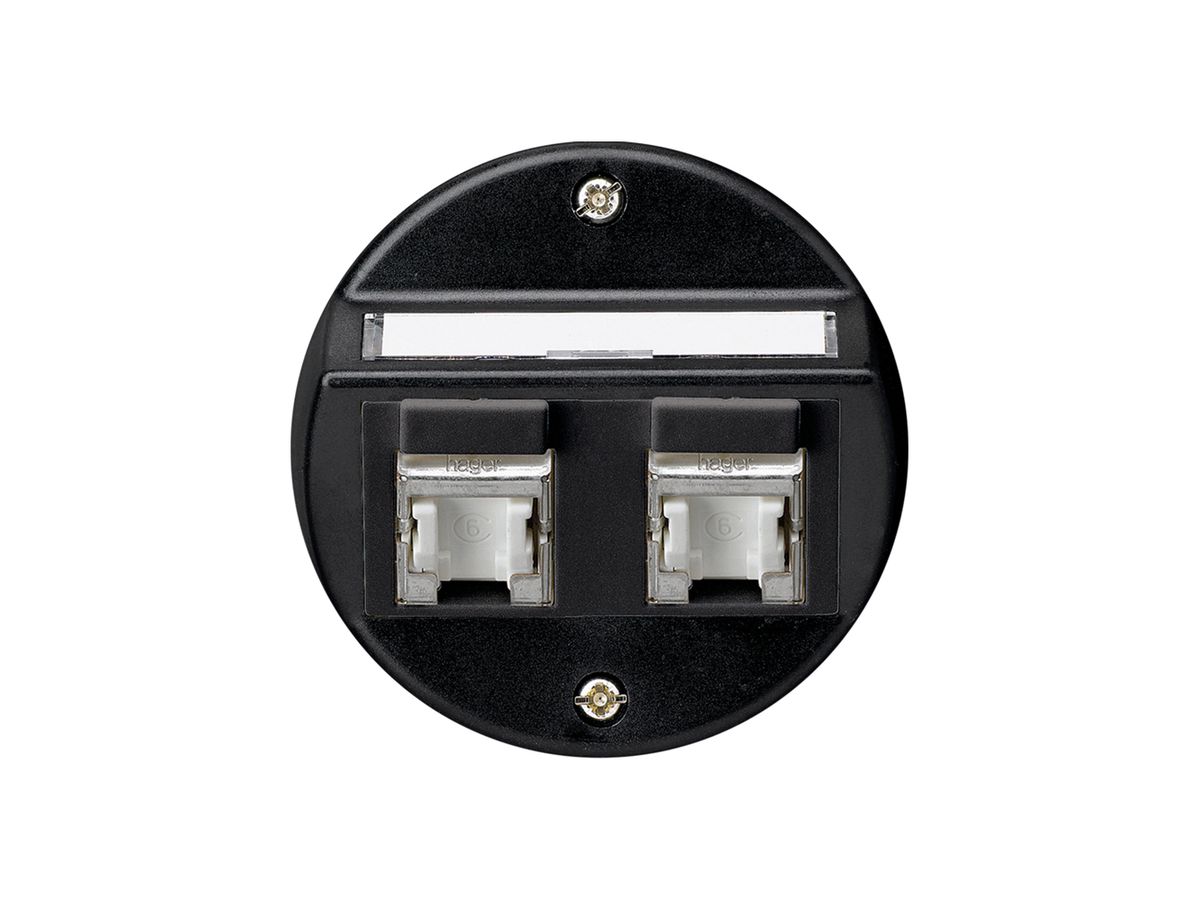 UP-Einsatz basico A Kat.6 2×RJ45/s Schrägauslass schwarz