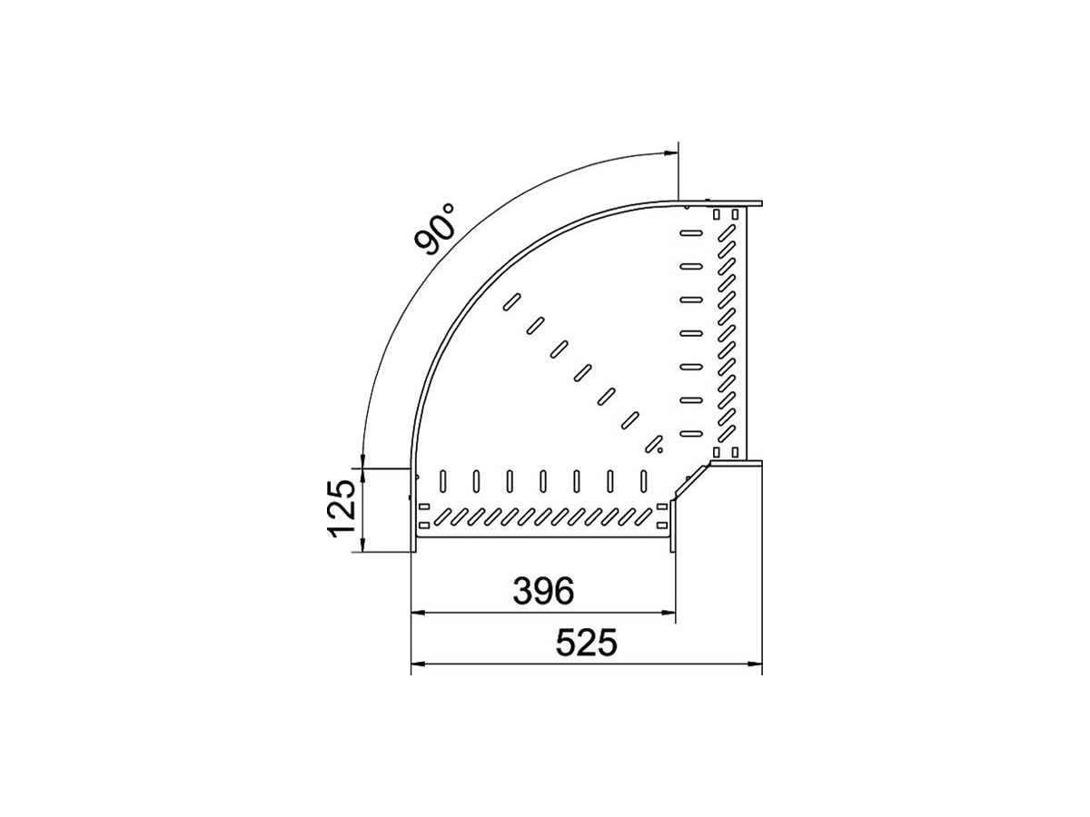 Bogen BET RB 90° 60×400mm Edelstahl A2 blank