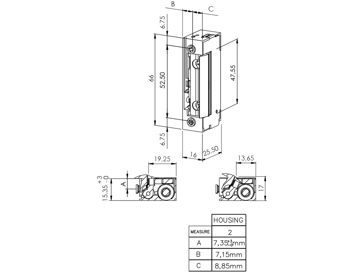 Türöffner BSW B3300--K, 11…13VDC, stromlos geöffnet, Radiusfalle