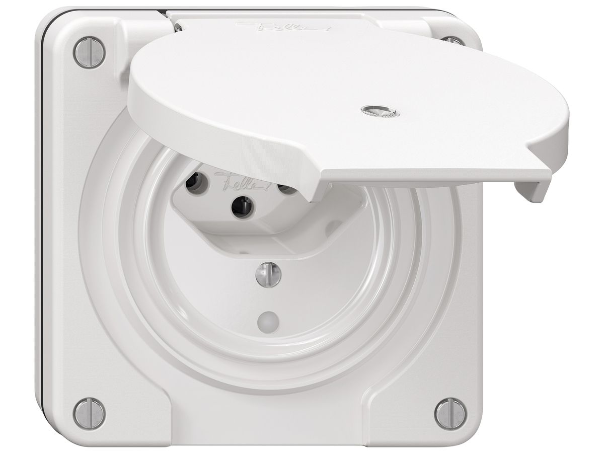 UP-Steckdose NEVO SNAPFIX® 1×T13 10A 250V beleuchtet 87×87×32mm IP21 ws