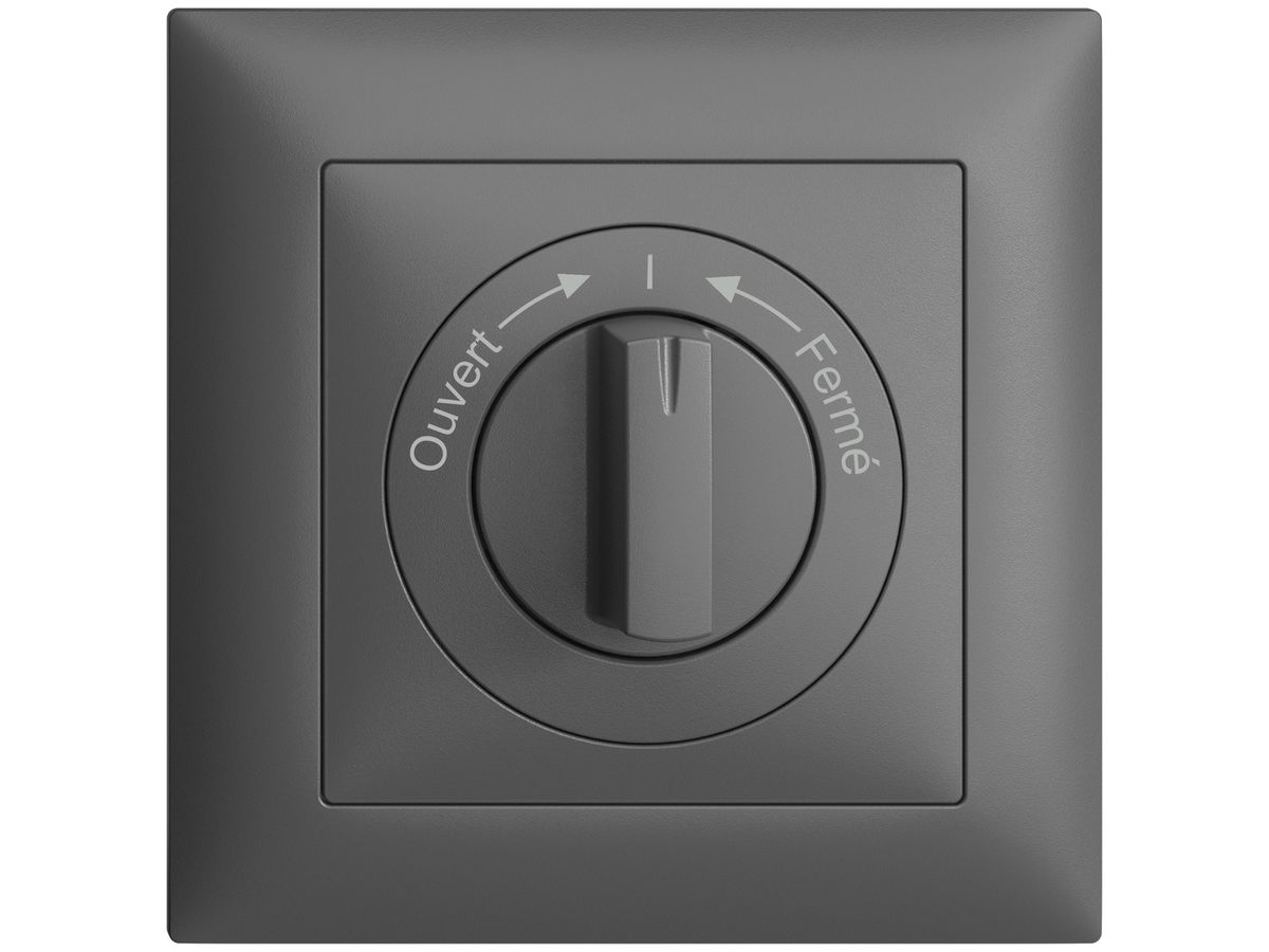 Frontset Ouvert->I<-Fermé EDIZIOdue dunkelgrau 88×88mm für Drehschalter