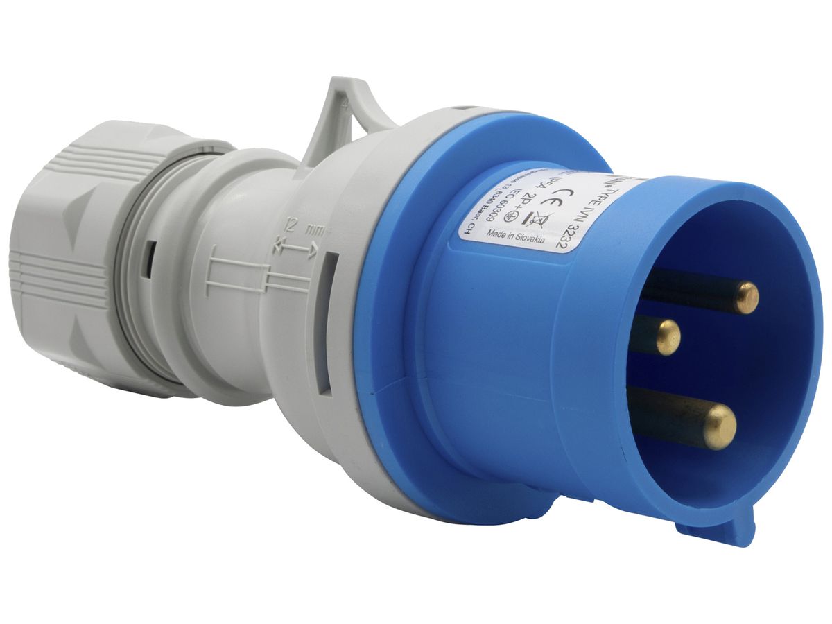 Stecker Brennenstuhl CEE 32A 2L+PE 230V 6h blau Ø74×163mm IP44
