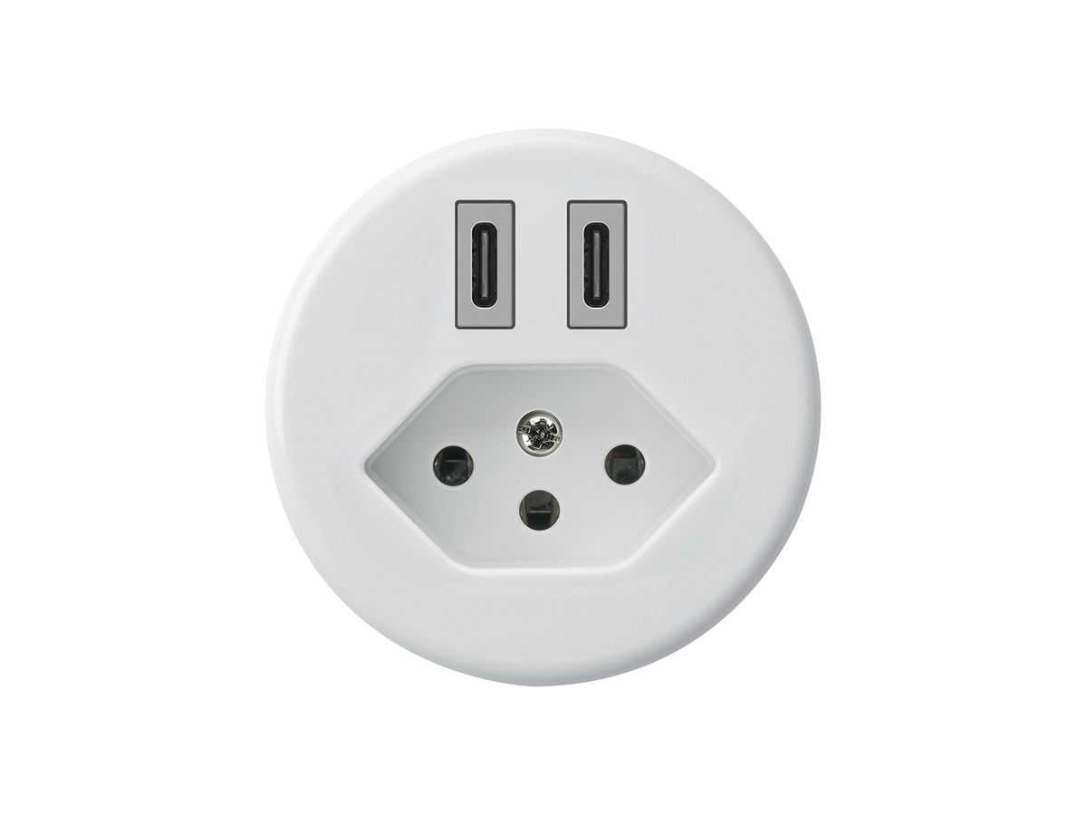 USB-Ladesteckdose Hager basico C-C 20W+T13 5V weiss