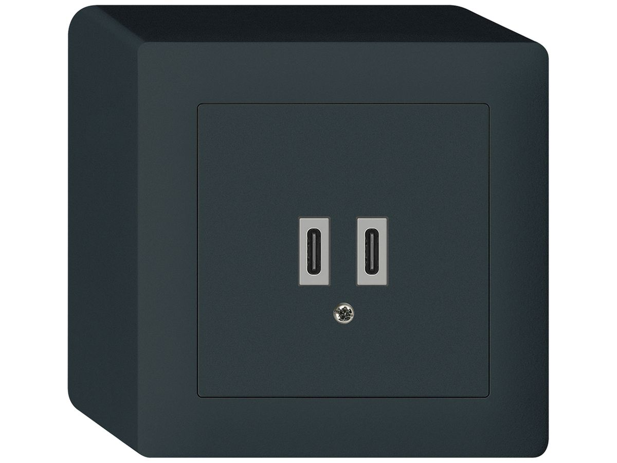 AP-USB-Ladesteckdose Hager kallysto C-C 20W 5V 86×86mm schwarz