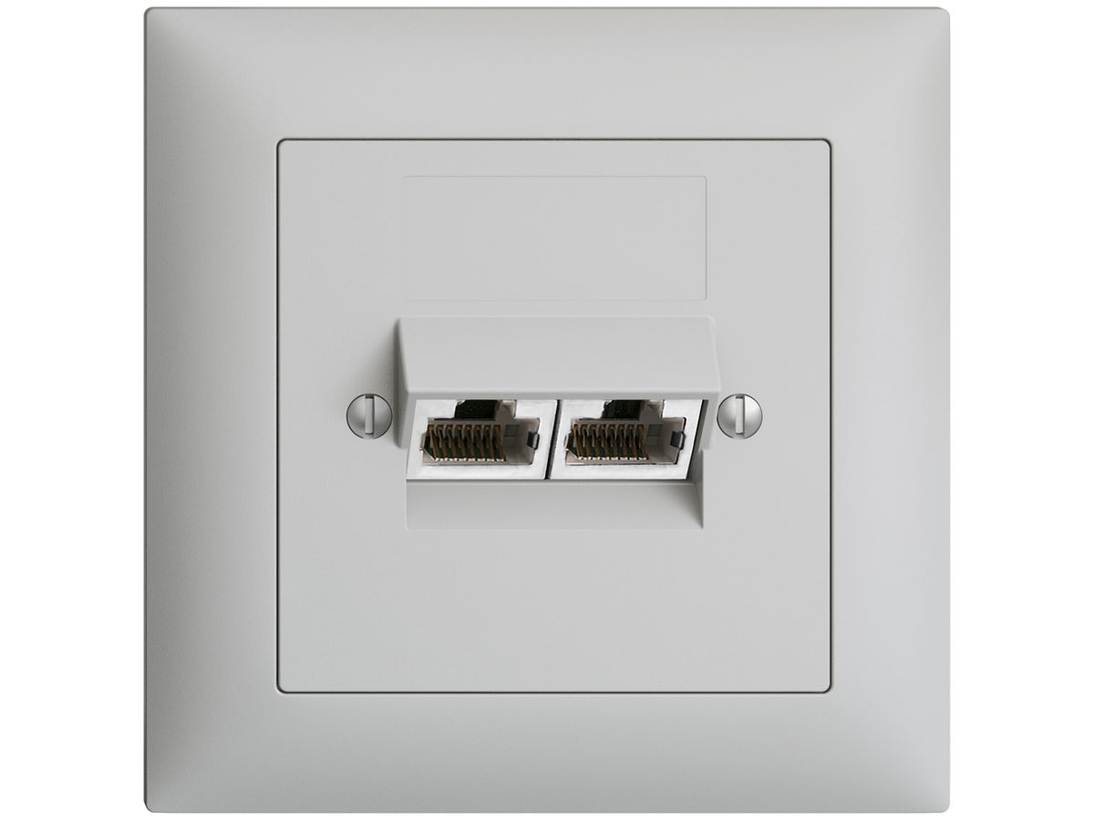 UP-Dose 2×RJ45/s 8P getr. EDIZIOdue hellgrau ITplus