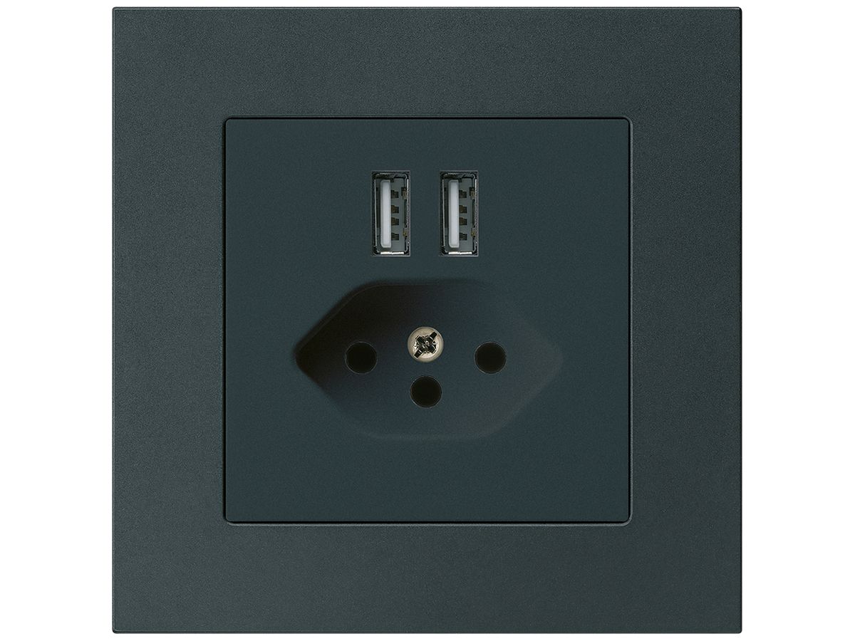 UP-Steckdose 2×USB & T13 kallysto.pro 2400mA schwarz