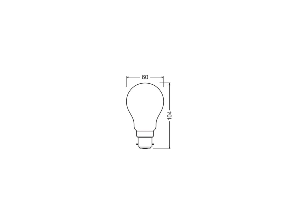 LED-Lampe LEDVANCE CLASSIC A B22d 5.9W 806lm 827 Typ A mattiert Ø60×104mm