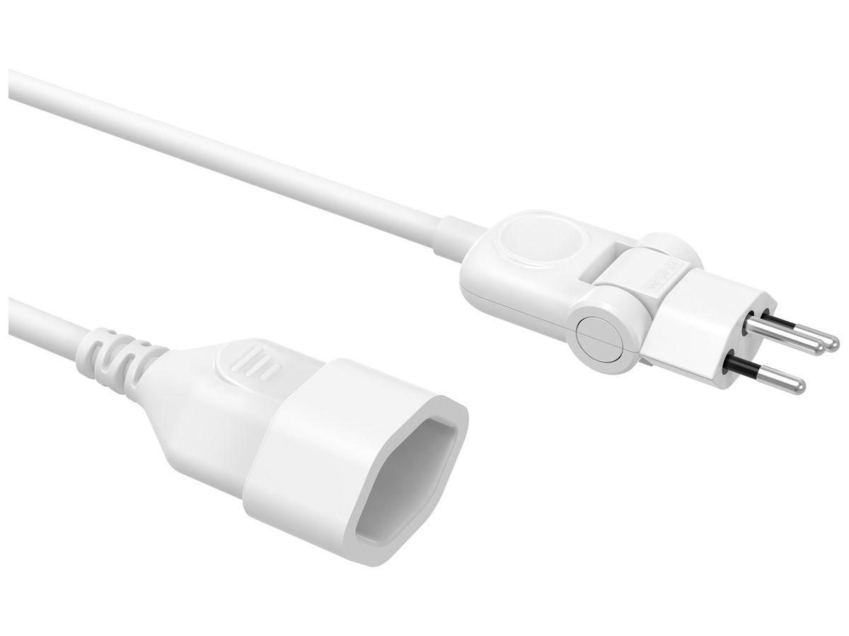 Verlängerungskabel MOVE PVC 10A 230V 3×1mm² Stecker T12 Buchse T13 1m weiss