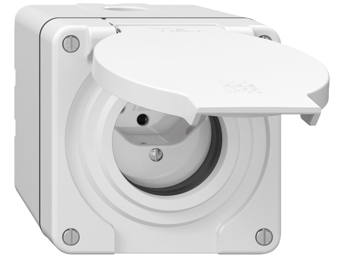 AP-Steckdose NEVO SNAPFIX® 1×T13 10A 250V 87×87×81mm IP55 ws