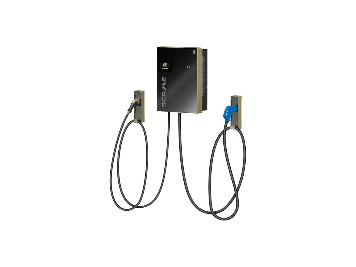 Wandladestation Scame BE-D 25kW 60ADC 1×T2 CCS 1×CHAdeMO 4.5m IP55