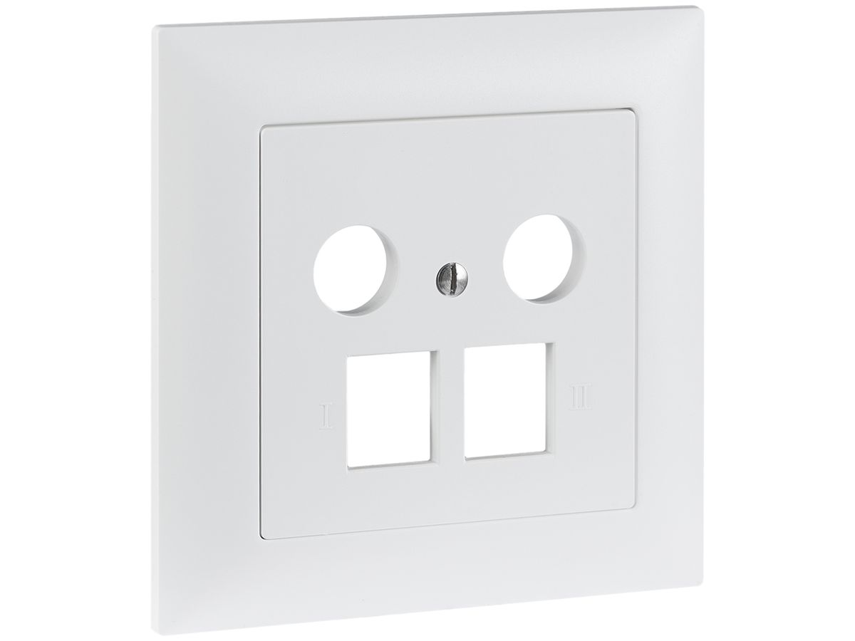 UP-Frontset R&M MM 2×RJ45 2×Koax 88×88mm weiss